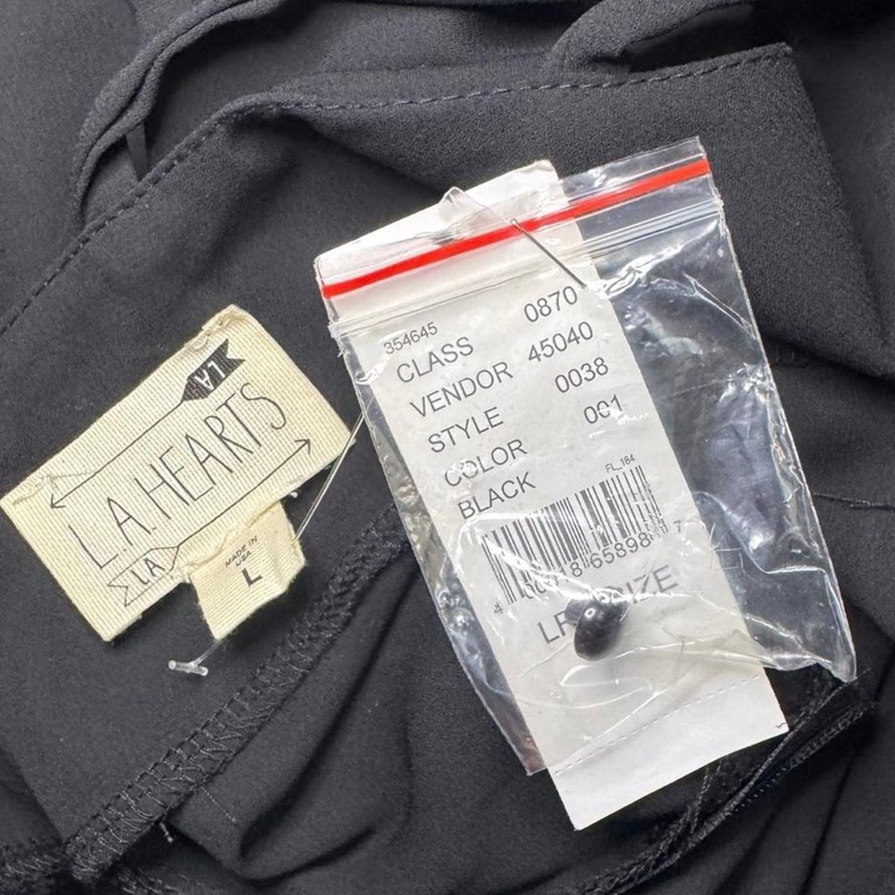 NWT LA Hearts by PACSUN VTG 2010s Black A-Line Open-Back Halter Jumpsuit — LARGE - Picture 5 of 6